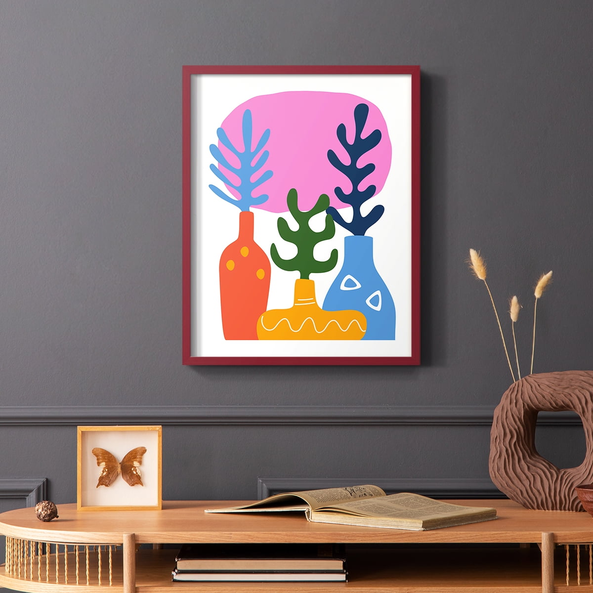 Matisse CDLIX in Red Solid Wood Framed Print No Nail Hanging
