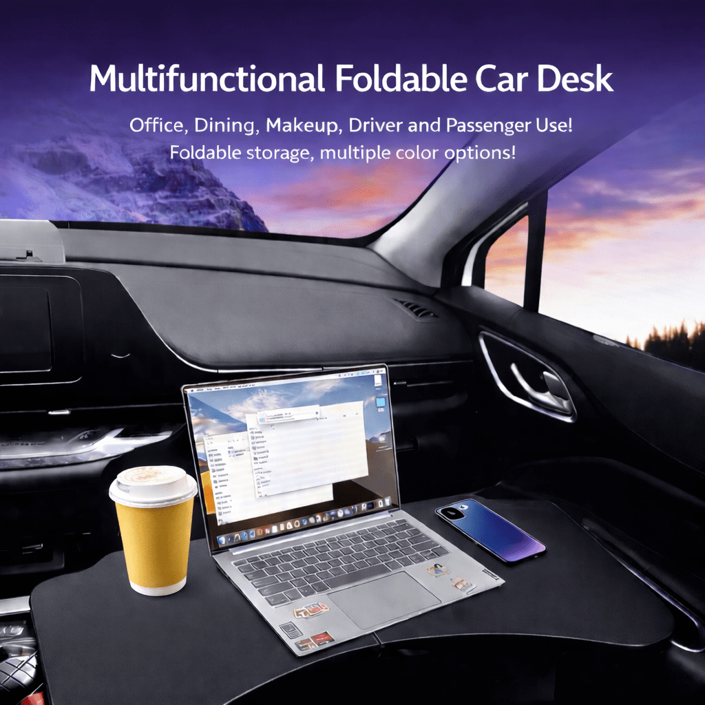 Foldable Car Frontseat Table Tray, Portable Vehicle Desk for Laptop, Food & Travel, Multipurpose Car Folding Table for Dining, Work & Entertainment