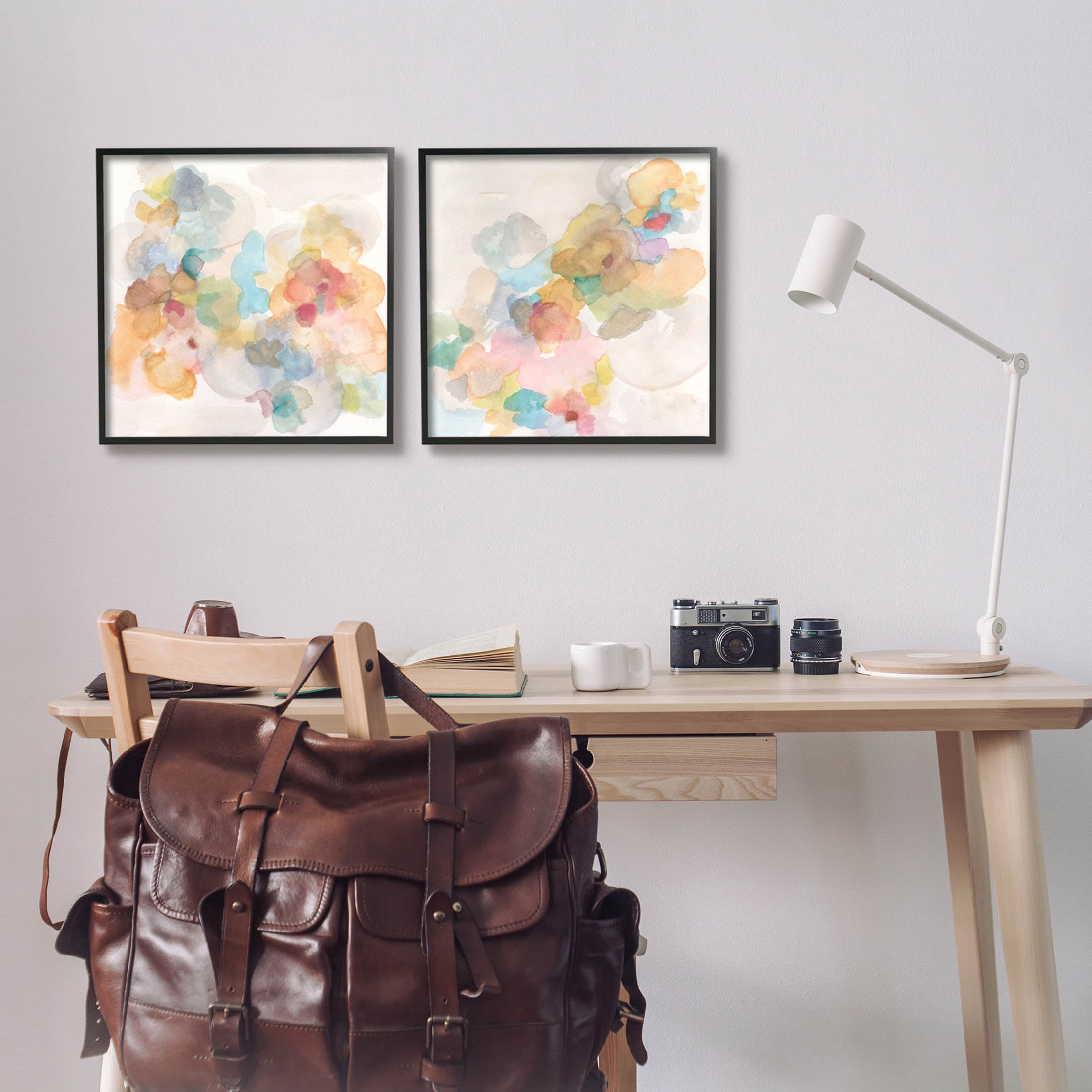 Stupell Industries Abstract Pastel Watercolor Composition Painting Black Framed Art Print Wall Art, Set of 2, Design by Jodi Fuchs