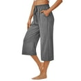 thumbnail image 3 of Womens Plus Size Capris Womens Summer Fashion Solid Casual Elastic Waist Wide Leg Pants Gifts for Family Gray S, 3 of 9