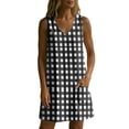 thumbnail image 6 of WAGUTH Women's Gingham Print Shift Dresses V-Neck Sleeveless Summer Mini Dress Soft Breathable Casual Dress with Pockets for Beach Vacation, 6 of 6
