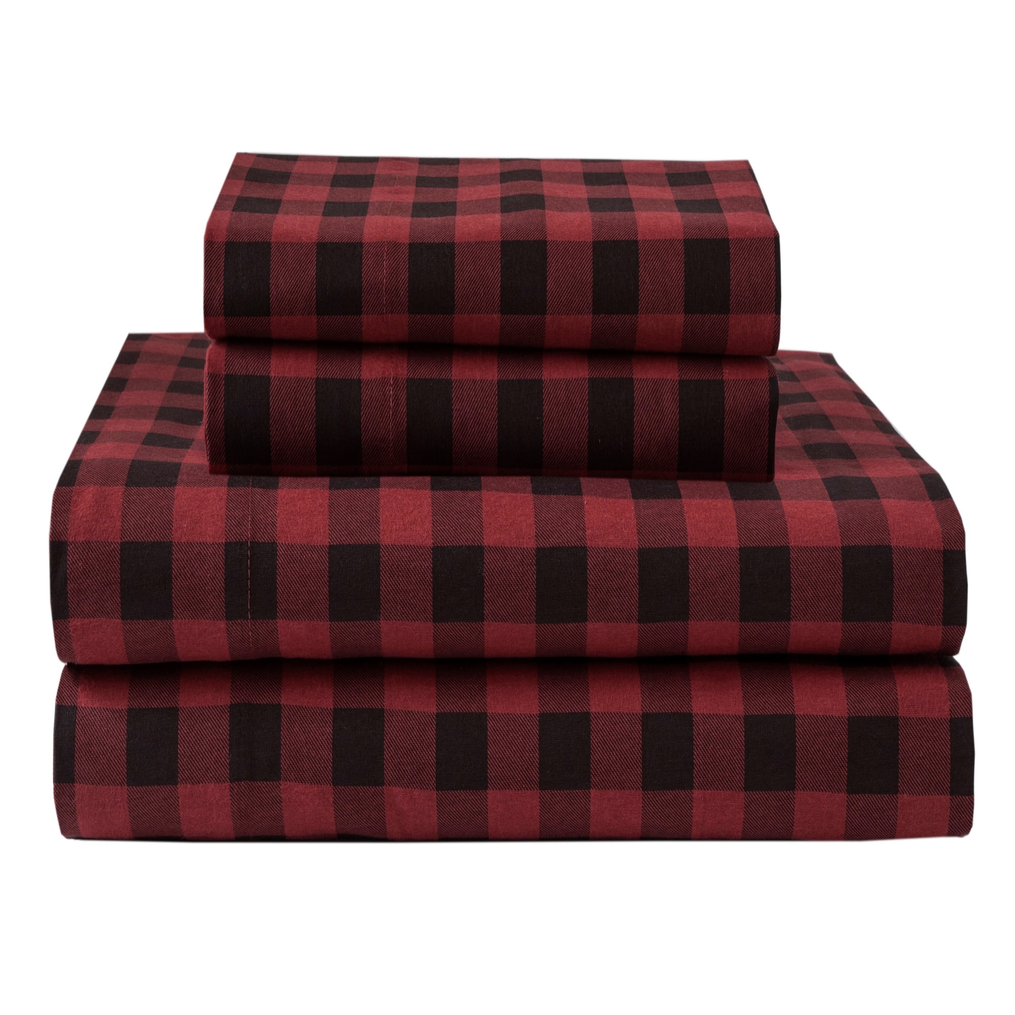 Winter Nights Cotton Flannel Sheet Set, Generic, Buffalo Plaid Red