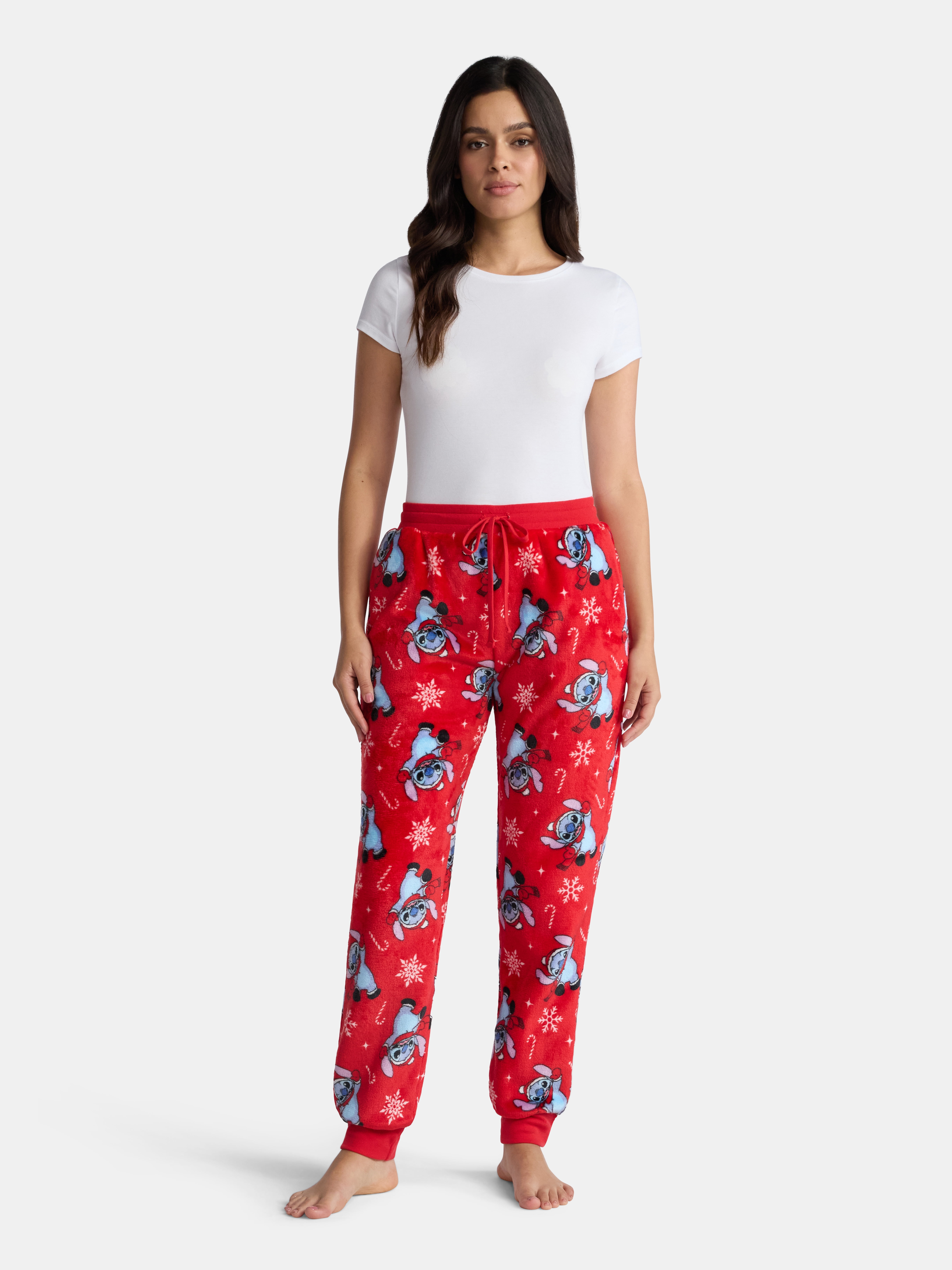 Stitch Women's Plush Holiday Joggers, Sizes XXS-2XL