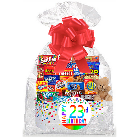 Signature Cookie Gift Box - CakeSupplyShop Item#023BSG Happy 23rd Birthday Rainbow Thinking Of You Cookies, Candy & More Care Package Snack Gift Box Bundle Set - Ships FAST!