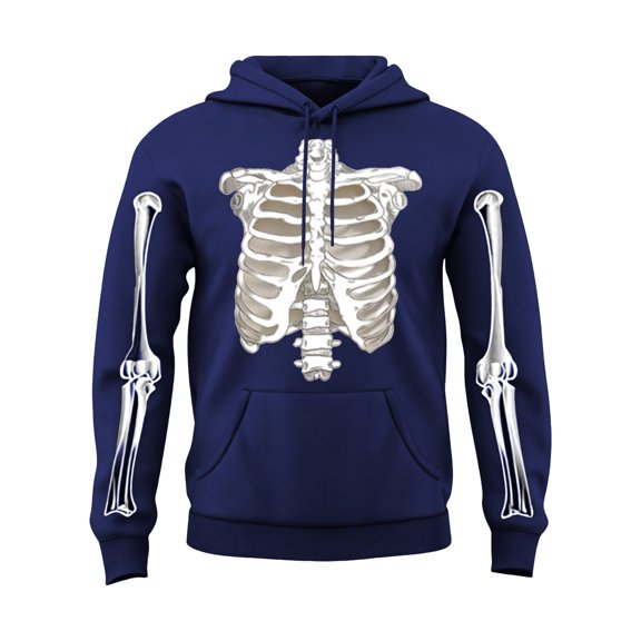 JIAYUE Men Halloween Sweatshirt Skeleton Graphic Print Baggy Pullover Hoodies for Fall Holiday Daily Activities
