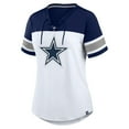thumbnail image 2 of Women's Fanatics White/Navy Dallas Cowboys Athena Rhinestone Lace-Up V-Neck T-Shirt, 2 of 3