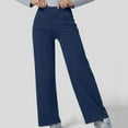 thumbnail image 6 of WTOBBY Women's High Waisted Wide Leg Stretch Jeans, Baggy Loose Straight Leg Denim Pants for Summer, Comfortable and Fashionable Trousers with Elastic Waist,Dark Blue L, 6 of 7