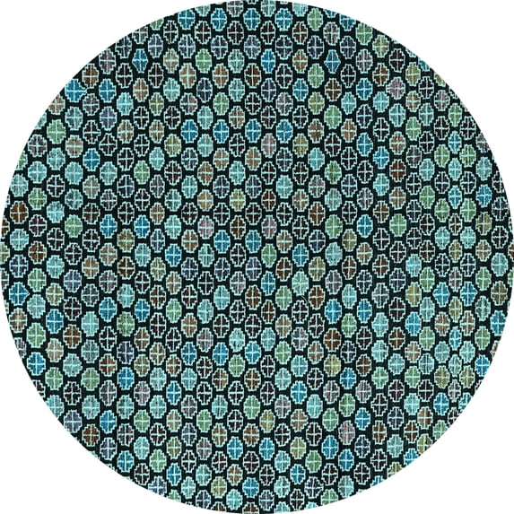 Ahgly Company Indoor Round Abstract Light Blue Modern Area Rugs, 3' Round