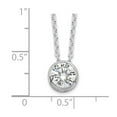 thumbnail image 2 of 925 Sterling Silver Solid Bezel Polished Cubic Zirconia Pendant on Chain Necklace 18 Inch Spring-Ring 8mm Wide Chain Nec, 2 of 2