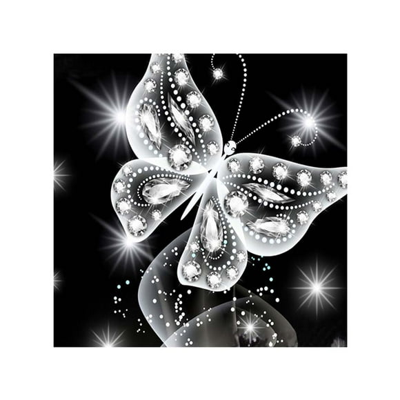 Black White Butterfly Rhinestone Painting needlework 5D embroidery Diamond Cross-stitch Needlework 5D Embroidery Picture Drawing Needlework Stitchwork