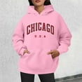 thumbnail image 2 of XIAONU Womens Hoodies Retro Letter Print Drawstring Hooded Sweatshirt With Kangaroo Pocket Drawstring Long Sleeve Fleece Lined Pullover Hoodie, 2 of 4