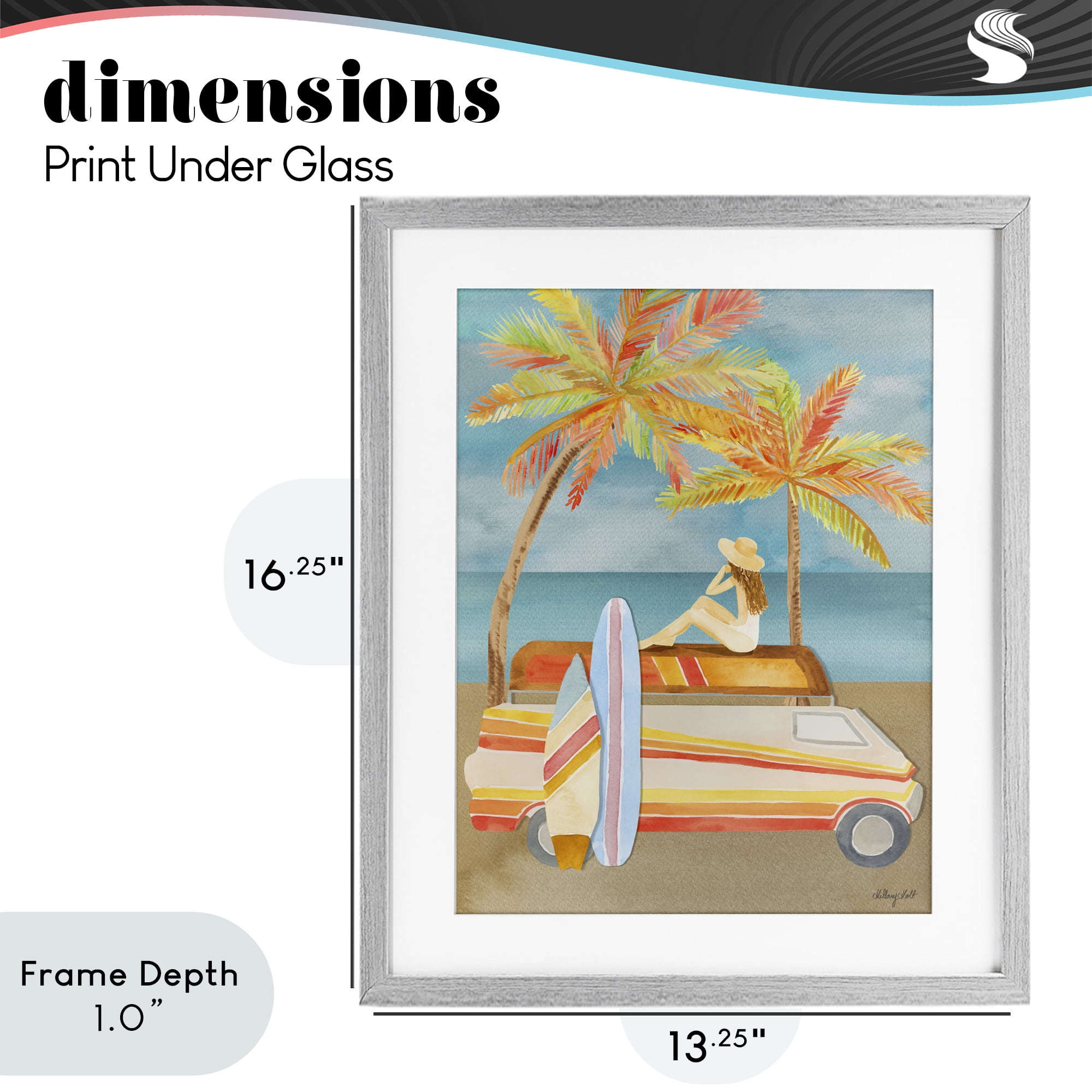 Stupell Industries California Road Trip Gray Framed Print Under Glass, design by Hillary Holt