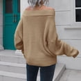 thumbnail image 6 of LEBONYARD Women's Long Sleeve Knit Crewneck Casual,Women's Off-the-shoulder Sweater Women's Loose and Winter Long-sleeved Sweater Khaki M, 6 of 6