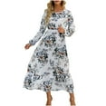 thumbnail image 1 of Cameland Robe d'Automne pour Femmes Décontractée Ample Imprimé Floral Manches Longues Col Rond Fluide Midi, 1 of 5
