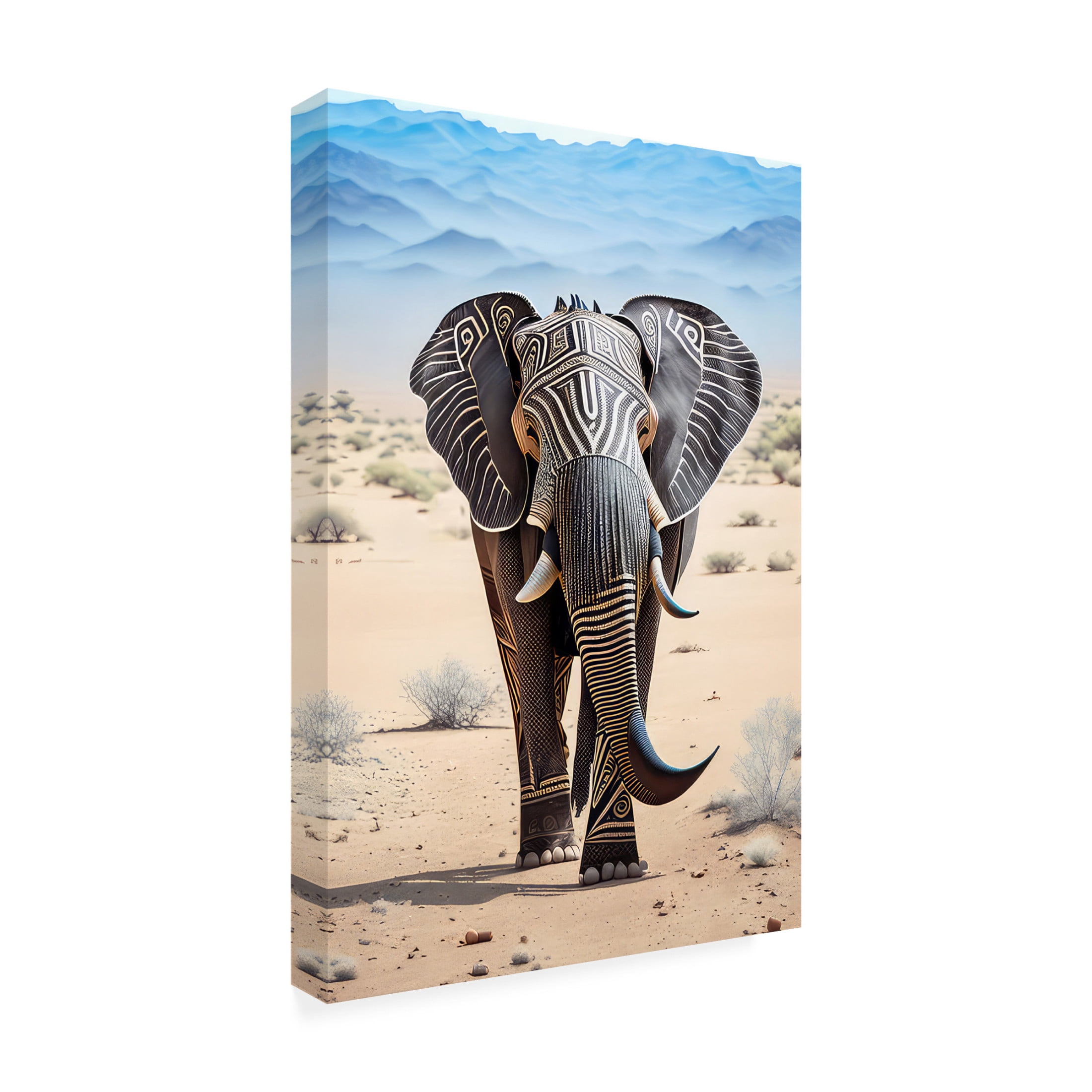 Canvas Wall Art - FootePrint Art 'African Elephant 2' Wall Art for Living Room, Bedroom, or Office Décor by Trademark Fine Art - 22 x 32 Inches