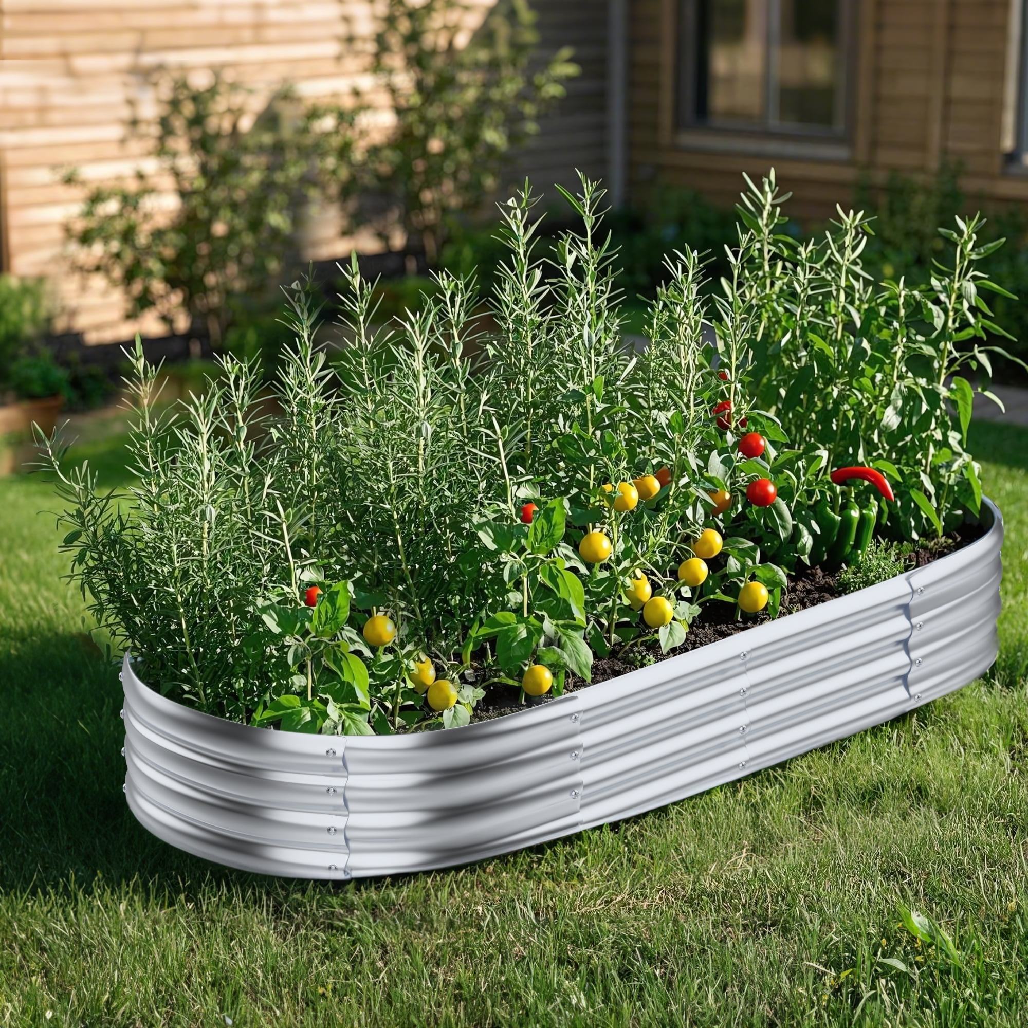 UNTIMATY 6x3x1FT Galvanized Raised Garden Bed Kit, Silver Metal Planter Box with Open Bottom for Vegetables, Flowers, Herbs, Backyard and Patio