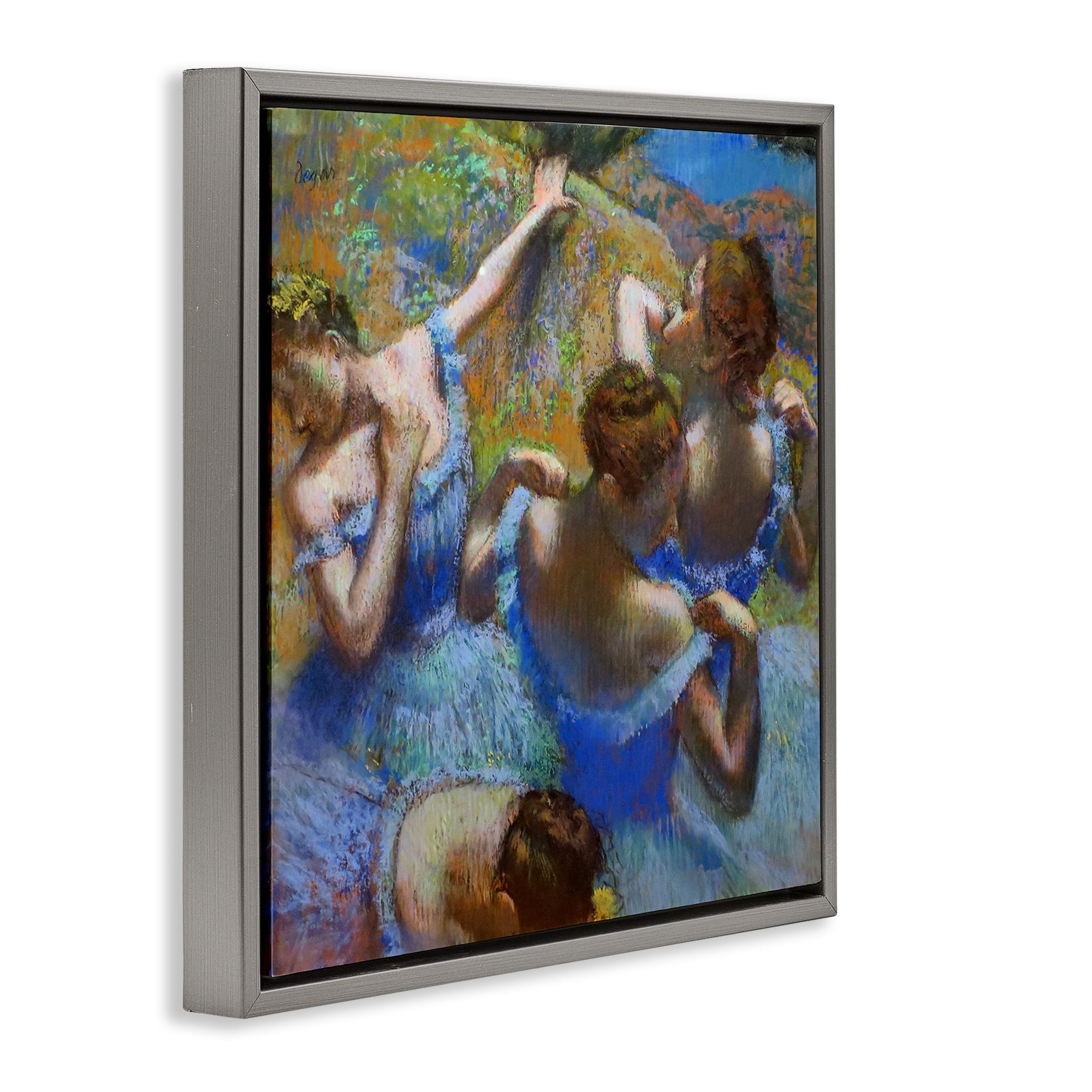 Stupell Industries Ballet Dancers Classic Degas Painting Abstract Painting Gray Floater Framed Canvas Art Print Wall Art, 25 x 25