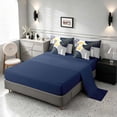 thumbnail image 4 of Manfei Boho Sun and Leaf Twin Bedding, Mid Century Geometric Bedding Comforter Set, Navy White Gold, Navy Reversible 7-Piece, 4 of 6