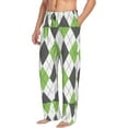 thumbnail image 6 of Daiia Light green and black argyle Pattern Men's Sleep Pant with Pockets and Drawstring,Pajama Pants-Large, 6 of 6