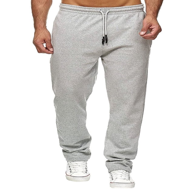 AvoDovA Men´s Casual Pants Drawstring Elastic Waist Pants Sport Solid Color Warm Fleece With Pockets
