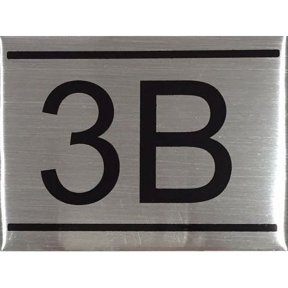 APARTMENT NUMBER SIGN -3B -BRUSHED ALUMINUM (2.25X3)(ref-2022-4)