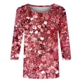 thumbnail image 4 of YUGYXL Sparkly Sequin Tshirts for Women Casual 3/4 Sleeve Shirts Plus Size Tops Elegant Crew Neck Loose Comfy Blouse Ladies Tunics Fit Tees, 4 of 5