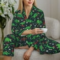 thumbnail image 6 of Salouo Dino Christmas Party Pattern Women's Pajamas Set Long Sleeve Button Down Sleepwear Soft Pj Lounge Sets for women 2 Piece Pjs Set with Long Pants-X-Large, 6 of 7