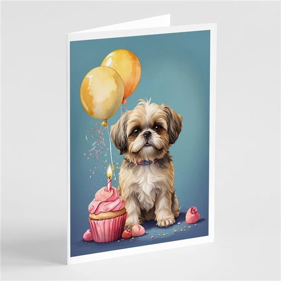 Carolines Treasures DAC8050GCA7P 5 x 7 in. Shih Tzu Happy Birthday Greeting Cards - Pack of 8