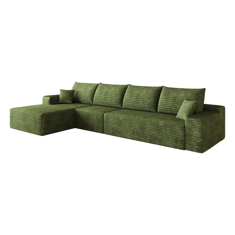 135" Cloud Sectional Sofa with Left Facing Chaise, Modern Modular Deep Seat Couch, Plush Corduroy Upholstered Sofa for Living Room, Bedroom, Apartment, No Assembly Required