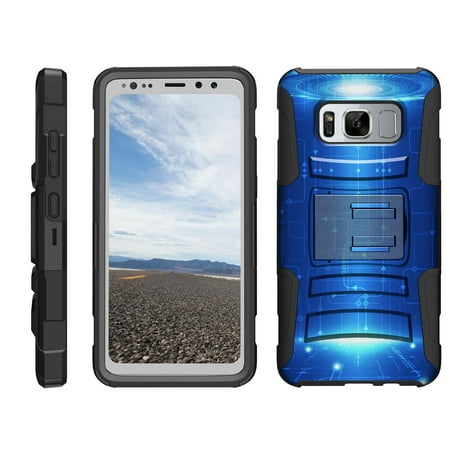 TurtleArmor ® | For Samsung Galaxy S8 Active G892 [Hyper Shock] Rugged Dual Layer Hybrid Armor Kickstand Holster Belt Clip Case - Blue (Samsung Galaxy S8 Best Games)