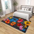 thumbnail image 4 of 4x6 Rug, Floral Rug Washable Non Slip Soft for Living Room Bedroom, Polka Dot Colorful Flower Area Rug, Girls Abstract Carpet, Floral Home Decor & Gifts, 4 of 7
