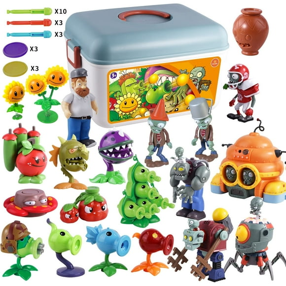ROLOSO Plants and Zombies Toys Figures vs Peashooter Party Favors Birthday Decorations Supplies Plush Sets Playset Series 2 PVZ Kids Games Books Zomb