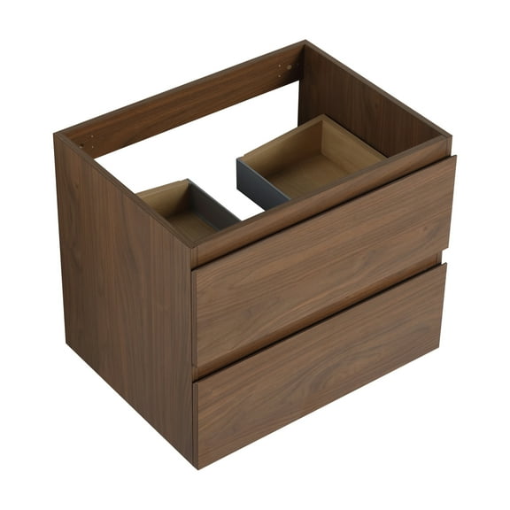 Noble House 24" Floating Bathroom Vanity Cabinet, Modern Wood Grain, Soft-Close Drawer, Excluded Sink, Brown Oak