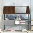 thumbnail image 2 of Bellemave Twin Size House Beds, Wood Low Loft Bed Frames, Loft Montessori Bed for Juniors (Gray +Brown), 2 of 7