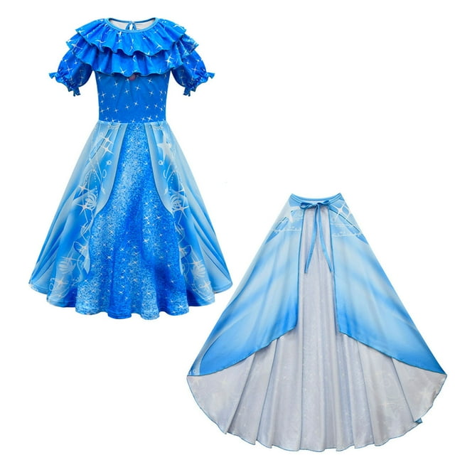 Girls Mermaid Princess Costume with Bag Cloak Birthday Party Cosplay