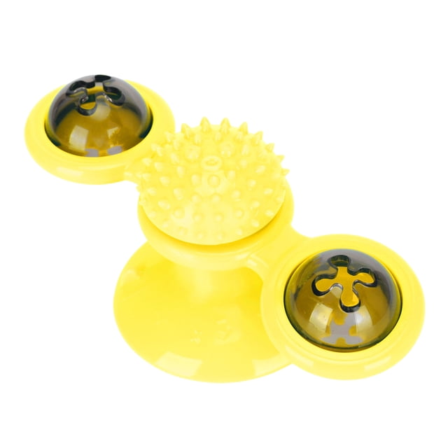 Rotating Cat Toy, Massage Cat Spin Toy Ideal Designed Windmill Cat Toy With Battery In For Teasing Cat Yellow