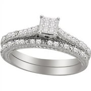 Forever Bride 1/3 Carat T.W. Multi-Princess Diamond Sterling Silver Bridal Set