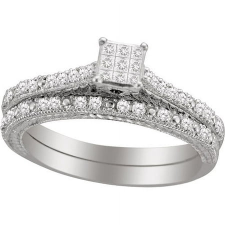 Forever Bride 1/3 Carat T.W. Multi-Princess Diamond Sterling Silver Bridal Set
