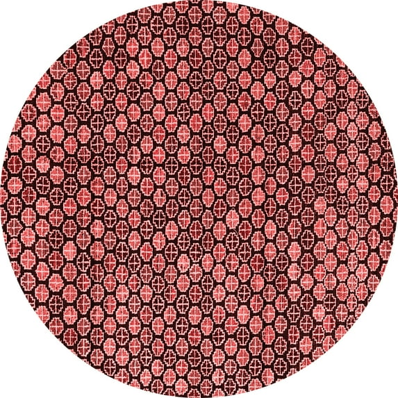 Ahgly Company Indoor Round Abstract Red Modern Area Rugs, 5' Round