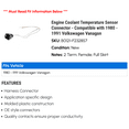 thumbnail image 2 of Engine Coolant Temperature Sensor Connector - Compatible with 1980 - 1991 Volkswagen Vanagon 1981 1982 1983 1984 1985 1986 1987 1988 1989 1990, 2 of 2