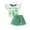 Green, variant on Bovxnpu Girls 2 Piece Outfits, Ruffle Short Sleeve Shirts Top and Short, Girls' Fashion Flying Sleeve Bow Printed Top Irregular Checkered Short Skirt Set 3-4 Years