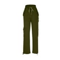 thumbnail image 4 of Diufon Cargo Pants for Women High Waist Drawstring Sweatpants Solid Color Pleated Lounge Pants with Pockets, 4 of 7