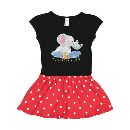 

Inktastic Cute Elephant Family on Cloud with Moon and Stars Gift Toddler Girl Dress