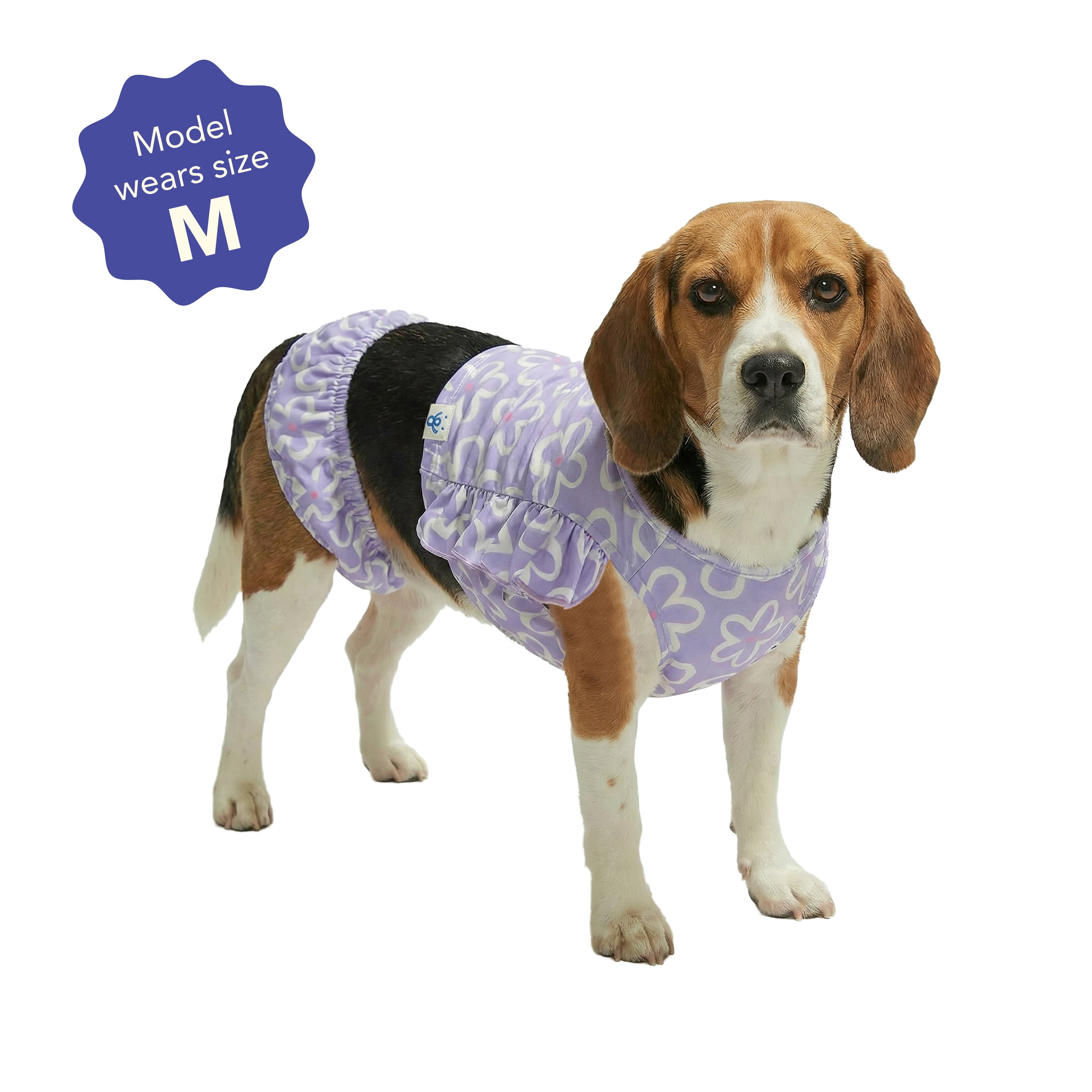 Oodles Purple Tropical Floral Ruffled Spring 2-Piece Dog Bikini, Medium