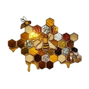 Everpert Colorful Bee Wall Sticker Cartoon Mosaic Honeycomb Honey Window Decals (C)