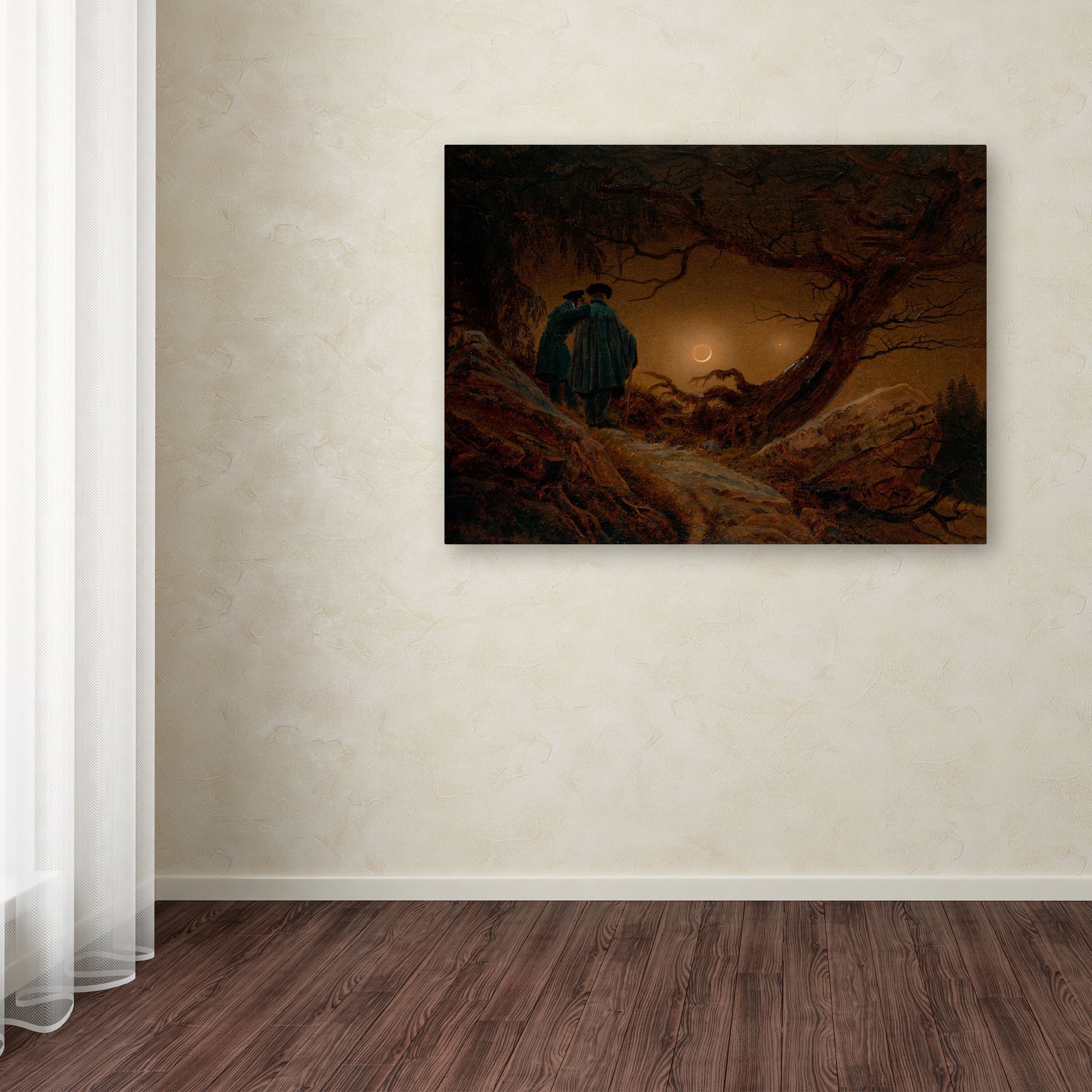 Trademark Fine Art 'Two Men Contemplating The Moon' Canvas Art by Caspar David Friedrich