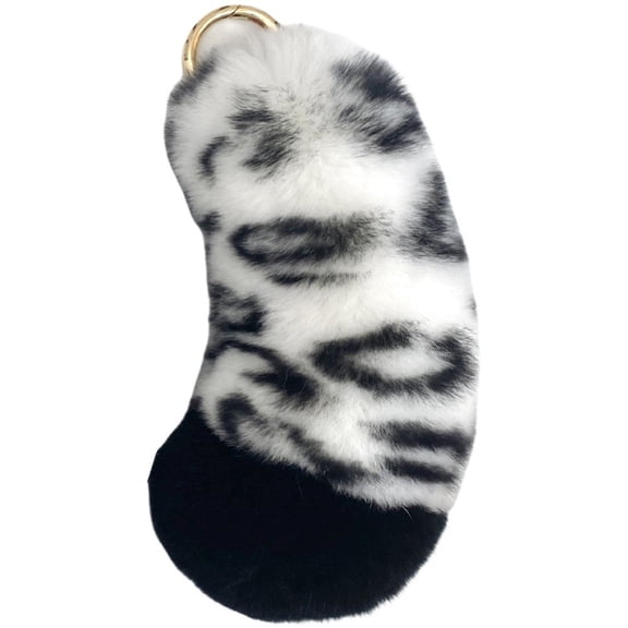 Vjnyvs Animal Tail Key Ring Faux Fur Snow Leopard Tail Plush Keychain Bag Ornament for Women