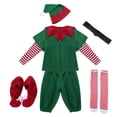 thumbnail image 4 of Disfraz familiar de elfo navideño, disfraz de Papá Noel verde para fiesta, ropa elegante para hombres, mujeres, niñas, niños, madres y niños, 4 of 5