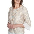 thumbnail image 4 of Alfred Dunner Womens Petite Floral Lace Woven Trim Top With Necklace, 4 of 4