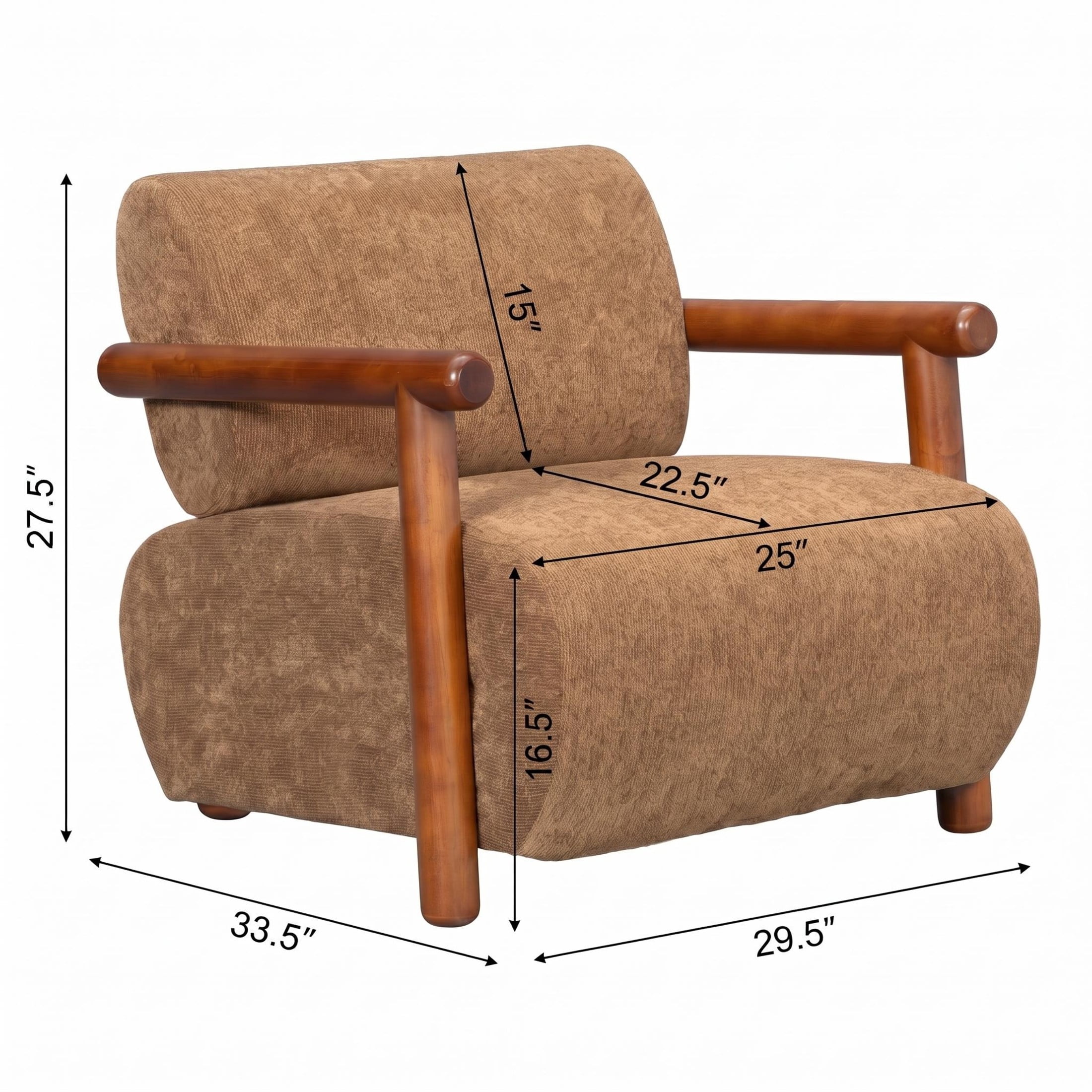 Christopher Knight Home Modern Accent Lounge Chair, Chenille Upholstery with Solid Wood Arms, Mocha